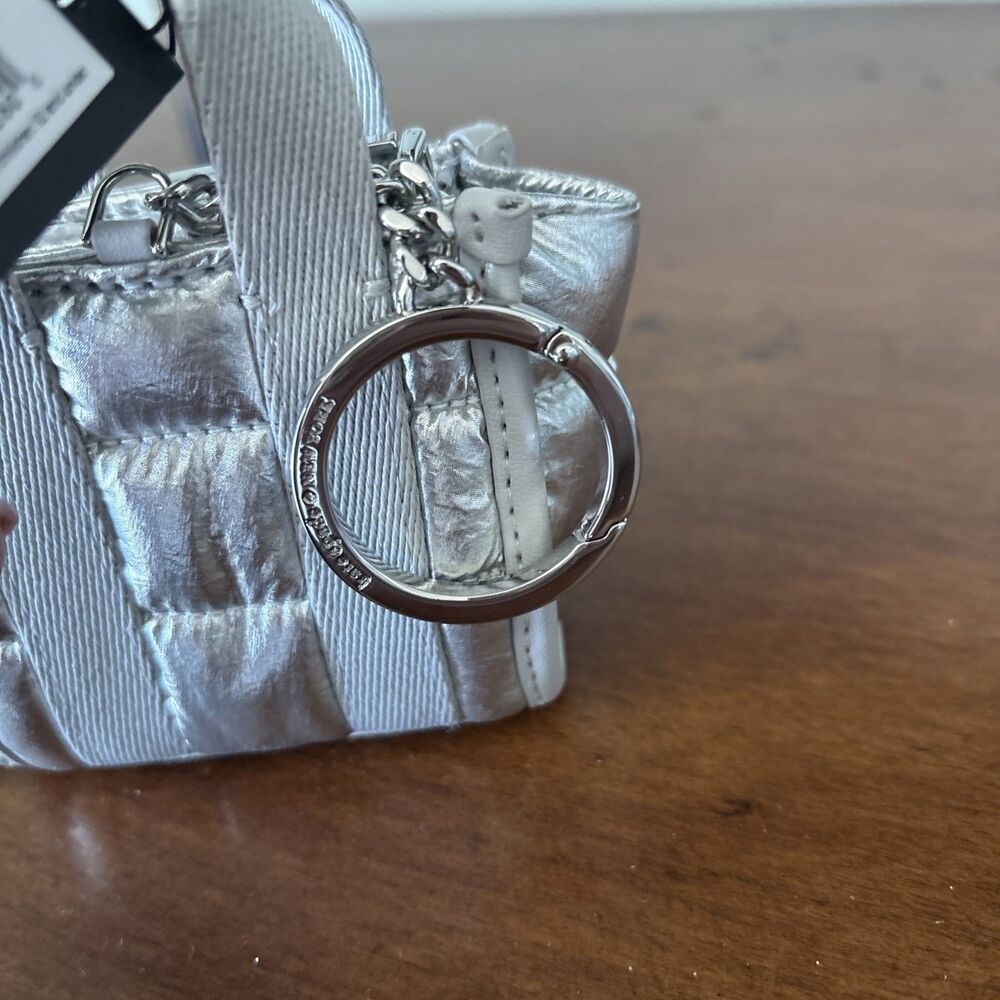 Kate Spade Kip Puffy Micro Bag Charm Key Fob Keychain - NWT Silver - Picture 2 of 6